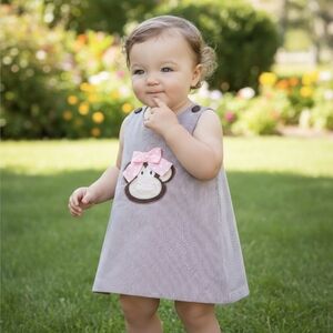 Castles & Crowns Monkey Dress 5T w/ Pink Bow & Gingham | NWOT Boutique Kidswear